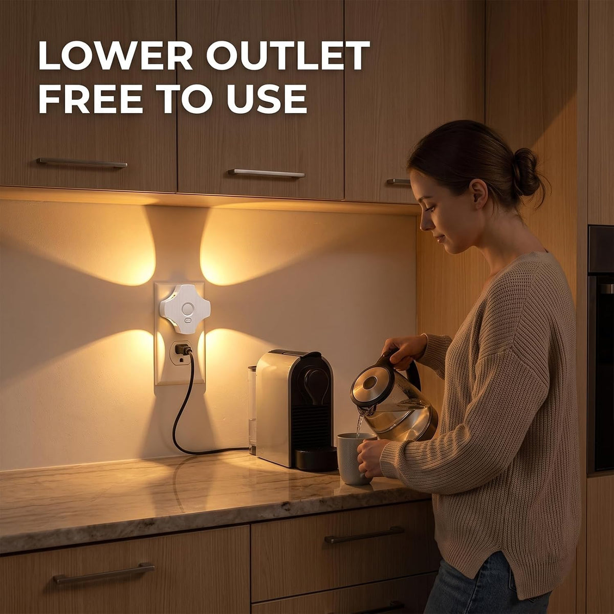 LED Motion Sensor Night Light Indoor, Night Lights Plug into Wall with Dusk to Dawn Sensor, 3000K Soft White, 30/60/100LM Adjustable Brightness, Dimmable Nightlight for Bathroom Hallway Kitchen