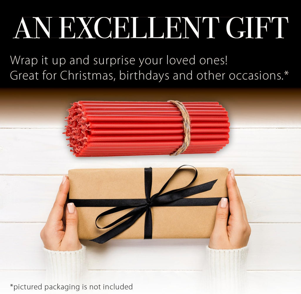 Danilovo Thin Taper Beeswax Candles - No-Drip, Smoke-Less, Tall, Decorative, Honey Scented Candles Ideal for Church Prayer, Rituals, Decor or Birthday – 6.3”x0.2” (Red, 100pcs)