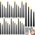 Rossesay 28 Pcs Flameless Taper Candles with Timer Remote, Black