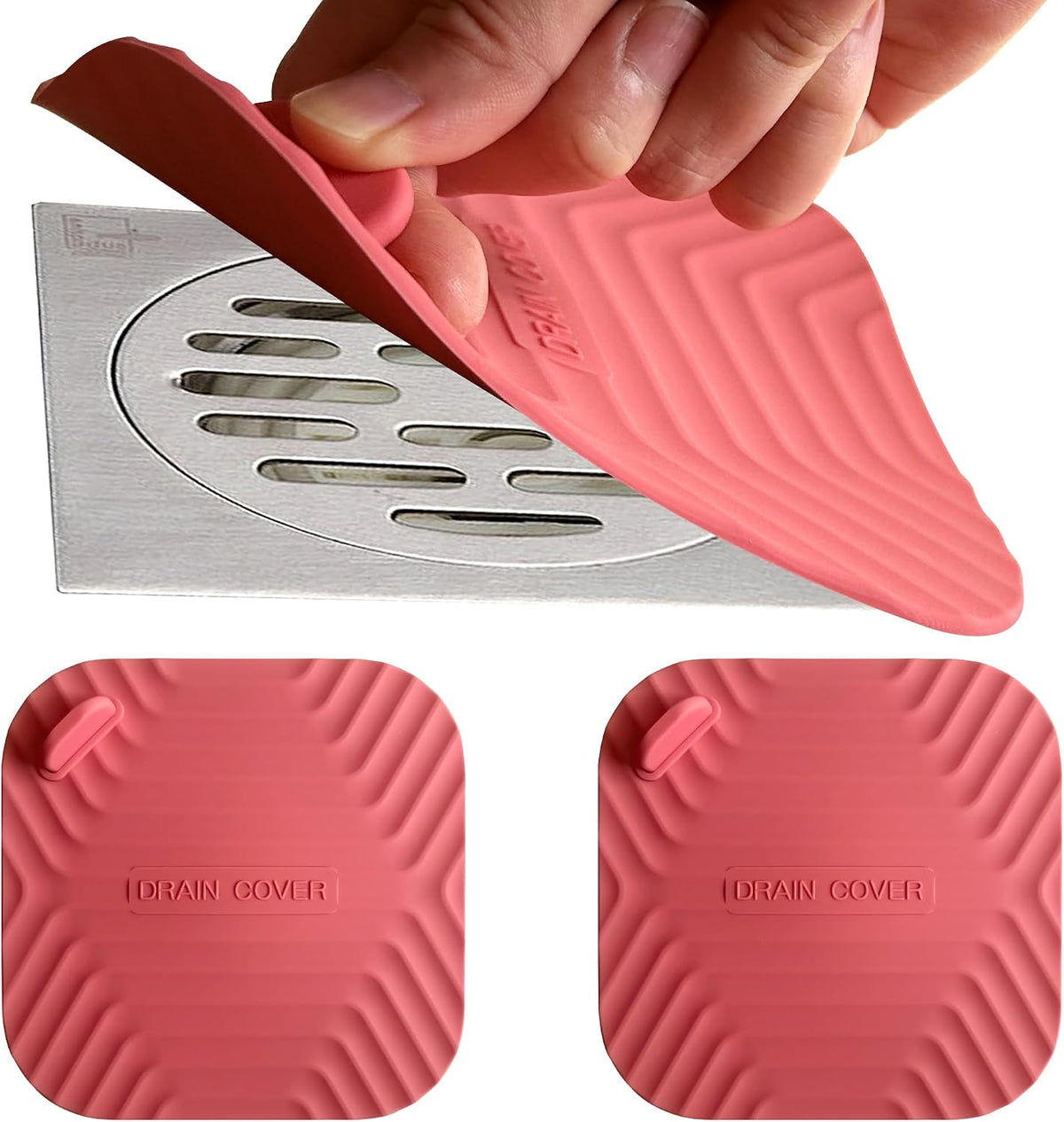 2 Pcs Red Shower Drain Cover Tub Stopper(5.9 x 5.9 Inch)