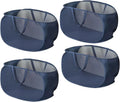 4 Piece Popup Mesh Laundry Basket Durable Handles Collapsible Laundry Baskets Folding Clothes Pastic Hamper for Laundry Room College Dorm (Navy Blue)