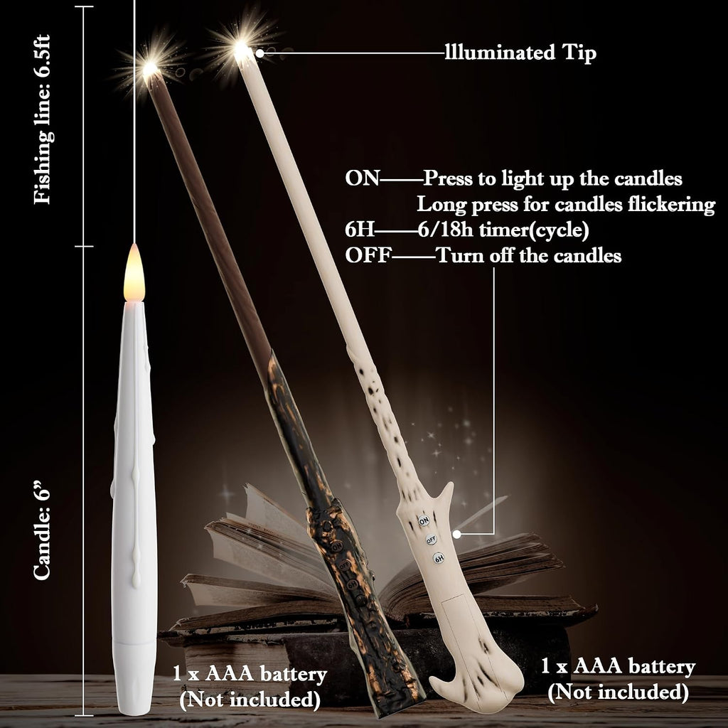 JOIONE Floating Candles with Wand, 20Pcs White Hanging Candle for Halloween