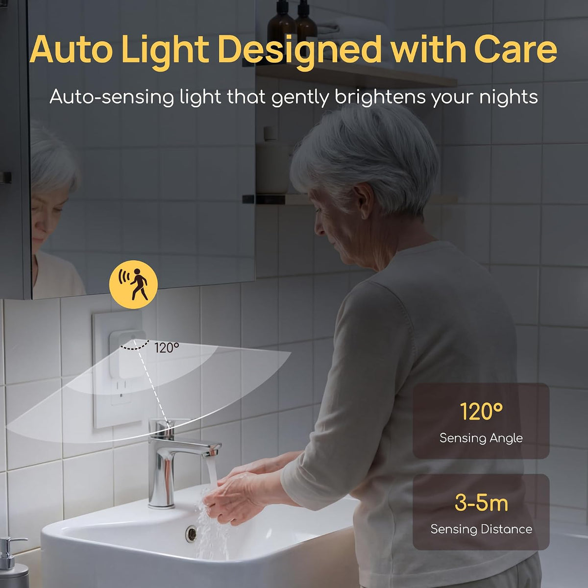 Plug-in LED Night Light with Automatic Motion Sensor, Cool White, 4-Pack