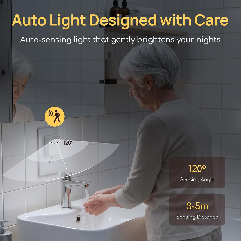 Plug-in Night Light with Motion Sensor, Dusk-to-Dawn Light Sensor