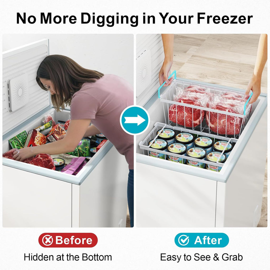 iSPECLE Freezer Organizer - Small Storage Baskets for 7 Cu.Ft, 3 Pack