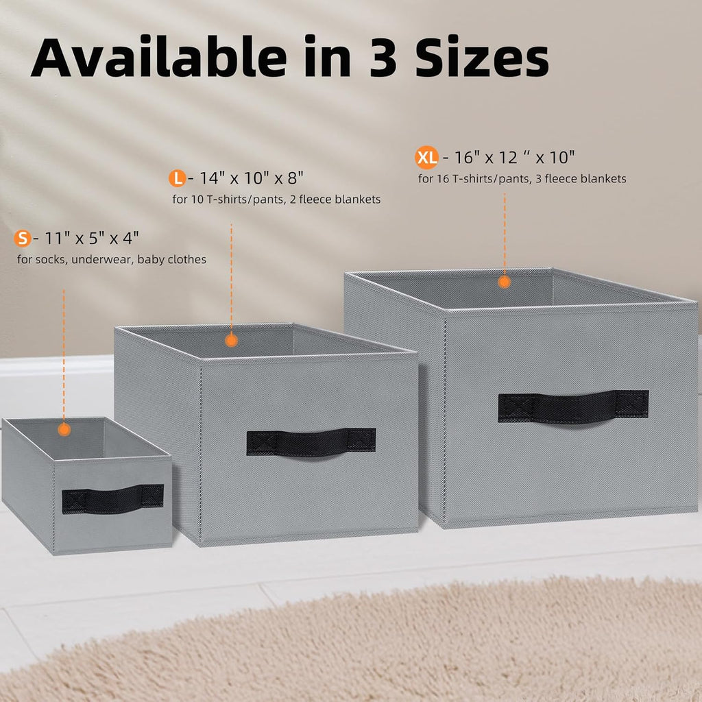 Criusia Large Storage Baskets for Organizing - 8 Pack Fabric Storage Bins for Clothes, Home Closet Organizers and Storage Baskets for Shelves, Blanket Storage Cubes Containers with Handles 14x10in