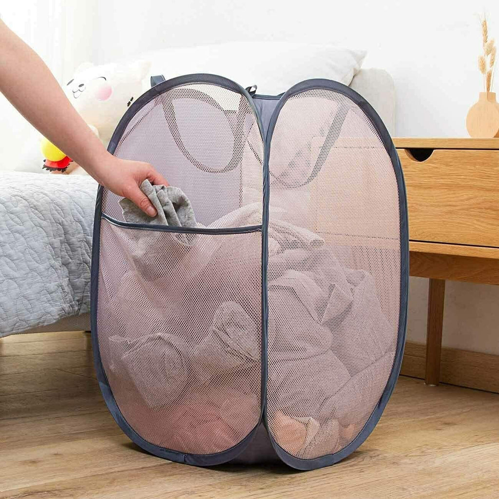 Larpur Pack of 3 Pop up Laundry Hampers, Collapsible Laundry Baskets, Gray