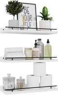 WOPITUES Floating Shelves for Wall Decor Set of 3, Black and White