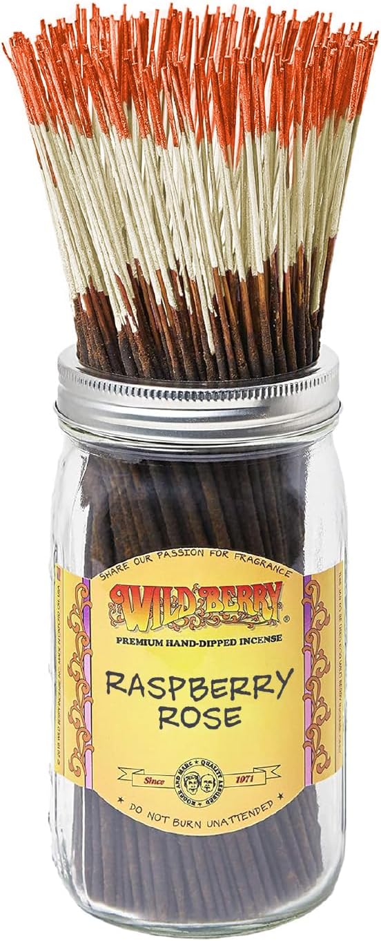 Wild Berry Raspberry Rose 11-Inch Incense Sticks, Hand Dipped, 100 Count