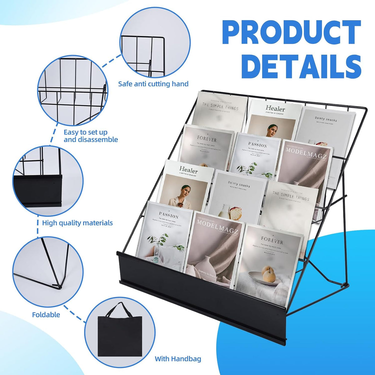 Book Display Rack with Storage Bag for Library Classroom