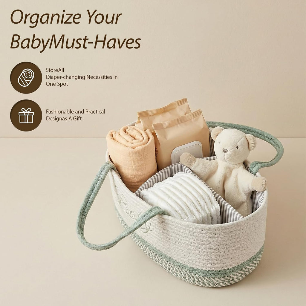 DUHEL Diaper Caddy Organizer, White Green