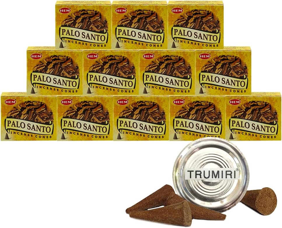 Palo Santo Incense Cones and Burner Holder Bundle from Hem Incense Trumiri for Smudging and Aroma