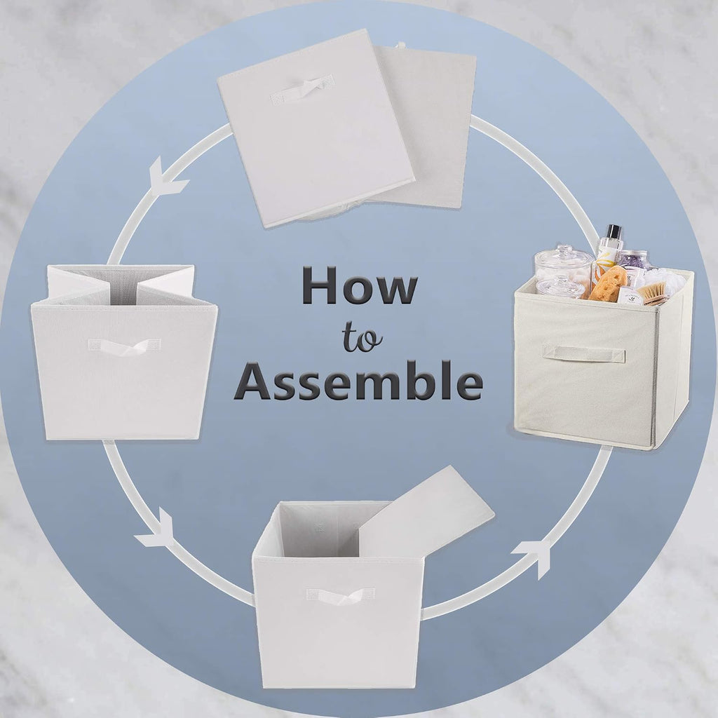 DII Collapsible Storage Organizer Bin, Small, 11" Cube, White, 4 Count