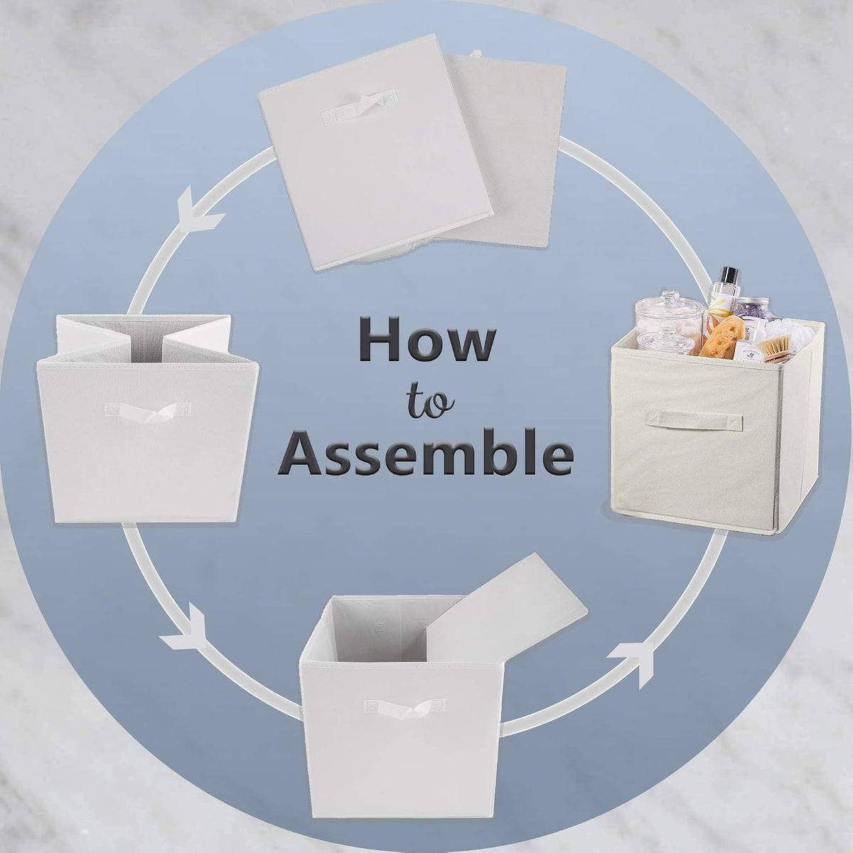 DII Collapsible Storage Organizer Bin, Small, 11" Cube, White, 4 Count