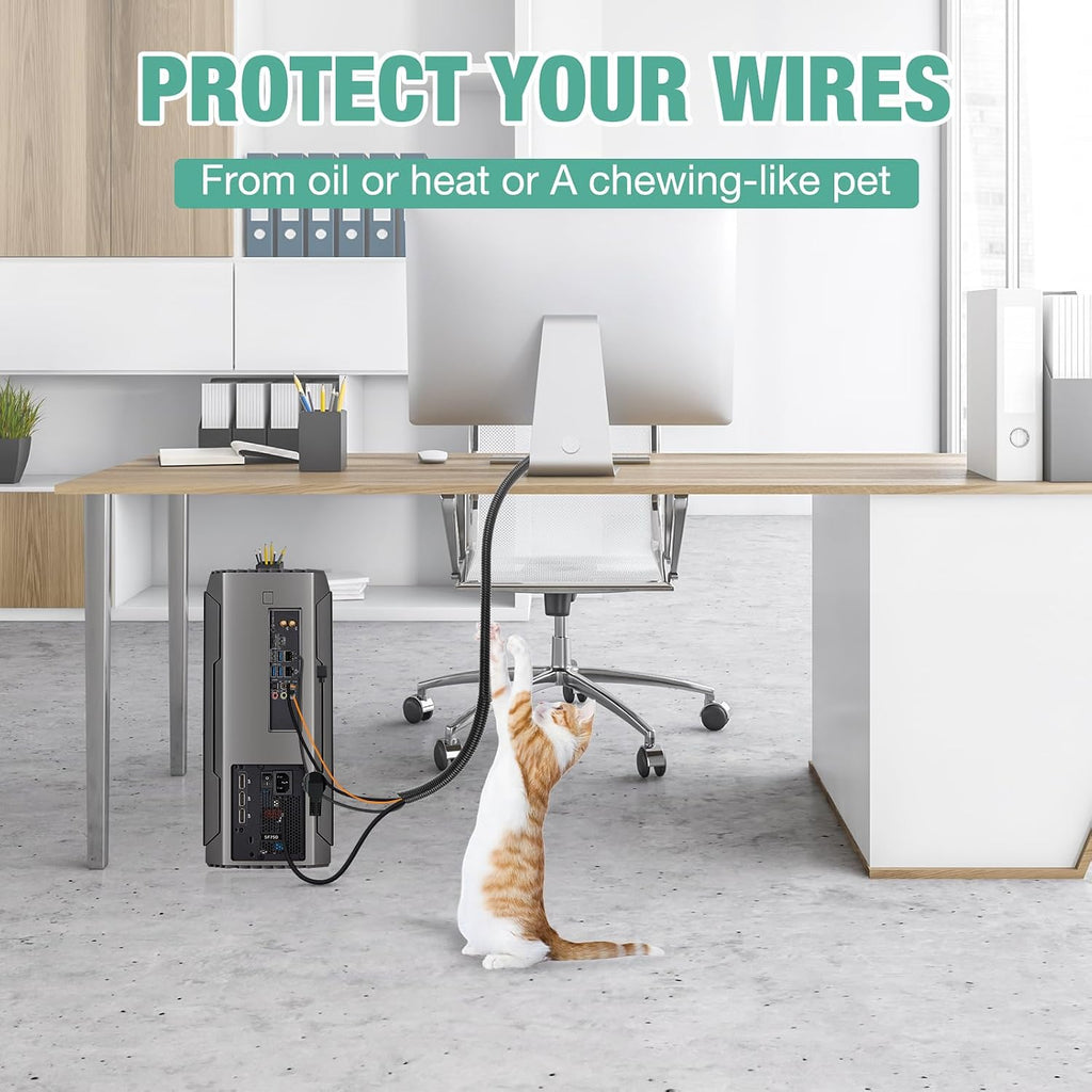 3/4 inch Split Wire Loom Tubing 10 ft Cord Protector Wires Covers Flexible Polyethylene Split Loom for Automotive, Home, Office, and Industrial Applications with Easy Installation Tool Black