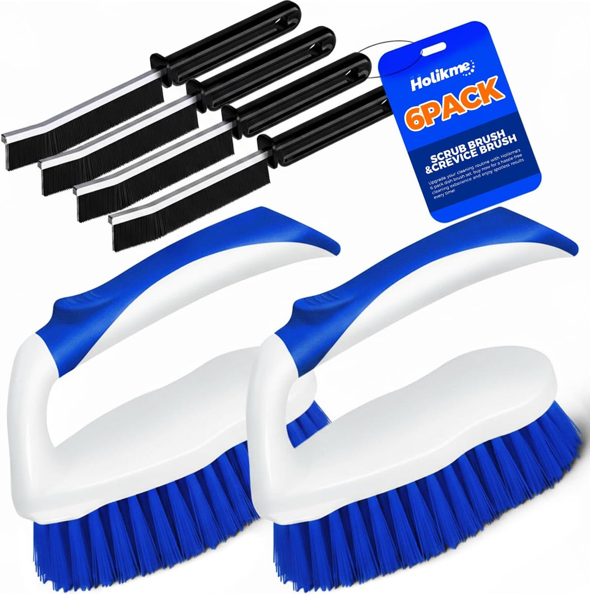 Holikme 6 Pack Cleaning Brush Scrub Brush Kitchen Brush for Floor,Blue