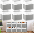 Yinder 6 Pcs Cube Storage Bin White Gray 10.5''x10.5''x11'' Storage Bins for Playroom Decor Colorful Bins for Kids Foldable Baskets for Nursery Organizer Boxes Fabric Boxes