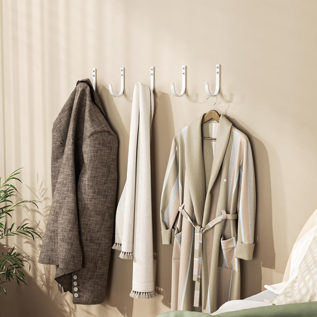 10-Pack 22LB Wall Hooks for Hanging Towel/Coat, White