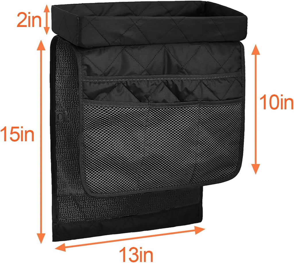 MDSTOP Couch Cup Holder Tray with Detachable Tray, Flodable Anti-Slip Sofa Armrest Tray Tables, Chair Couch Armrest Organizer Caddy for Snacks Remote Storage (Black1, 32" × 13")