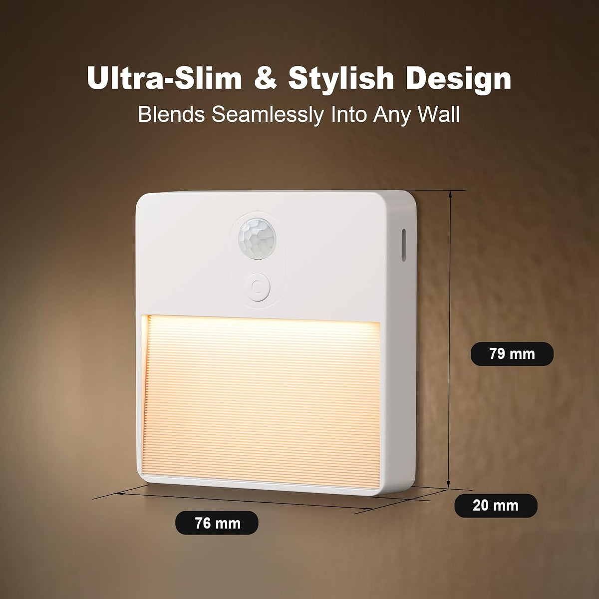 LED Night Light with Motion & Dusk Sensor, 2-Pack, Battery-Powered & Rechargeable, Multi-Color, Dimmable, for Bedroom, Stairway, Closet