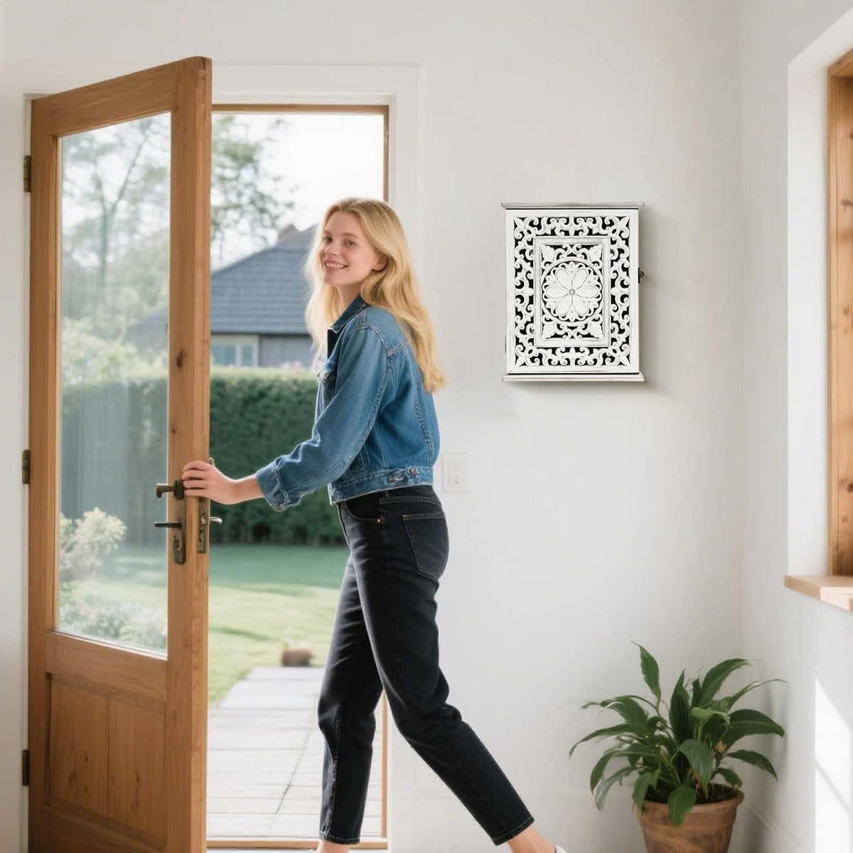 Wooden Key Holder for Wall, Key Box Key Cabinet, Key Hooks Wall
