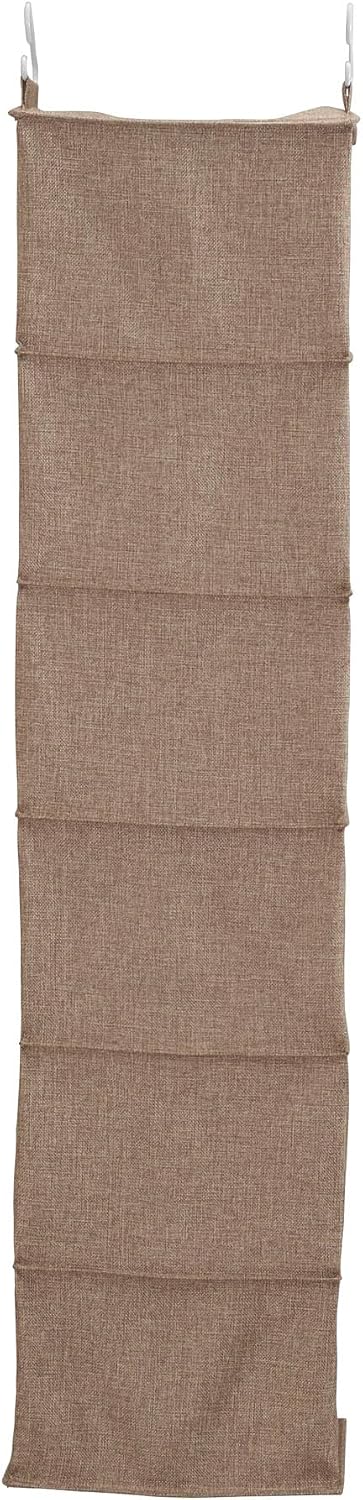 Household Essentials 6 Shelf Hanging Closet Organizer, Hanging Closet Shelf, Fabric Poly Linen and PEVA Shelving, Beige