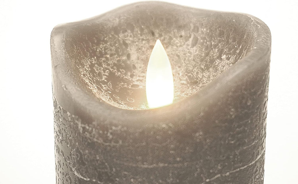 iZAN 3 Pack Real Wax Flameless Pillar Candles, 3”D X 4" 5" 6" H (Grey)