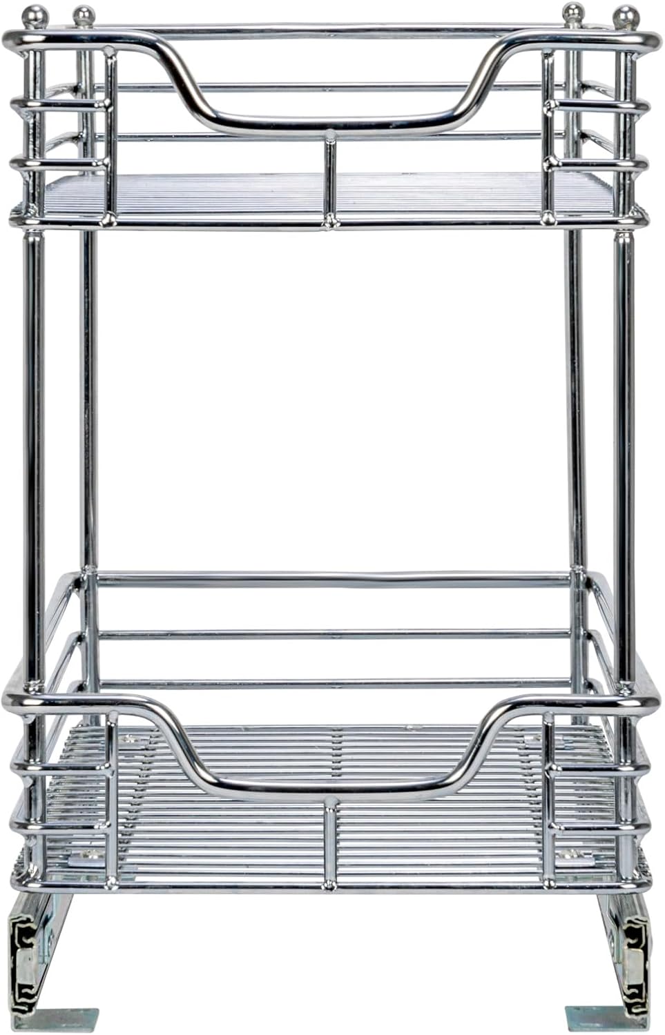 Household Essentials Glidez Chrome-Plated Steel 2-Tier Sliding Under Sink Cabinet Organizer, Chrome