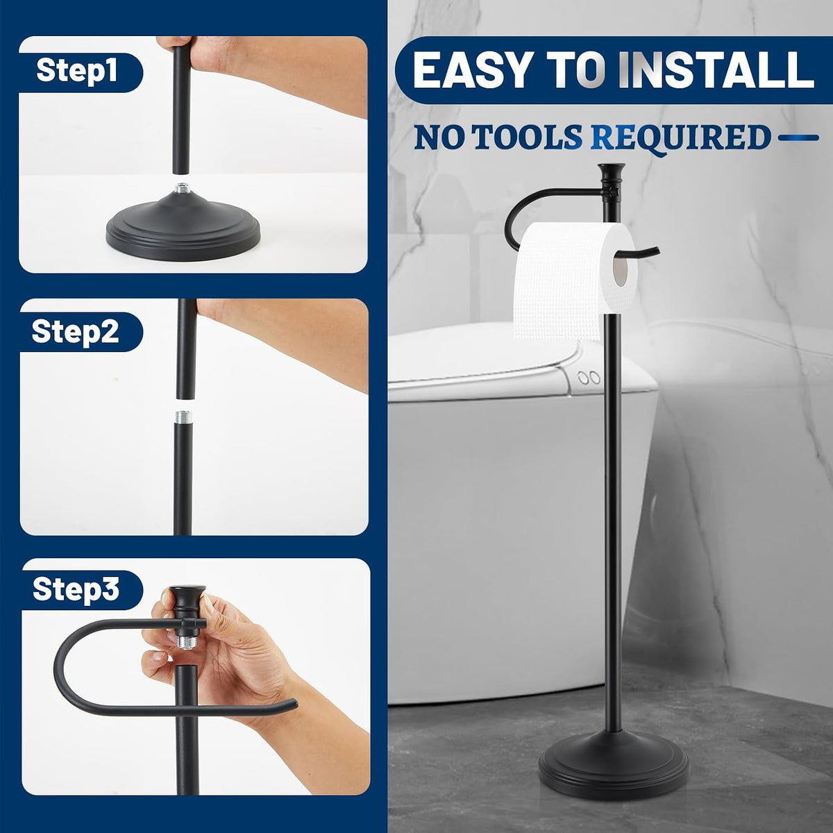 Toilet Paper Holder Free Standing,Sturdy Metal Toilet Paper Holders Stand