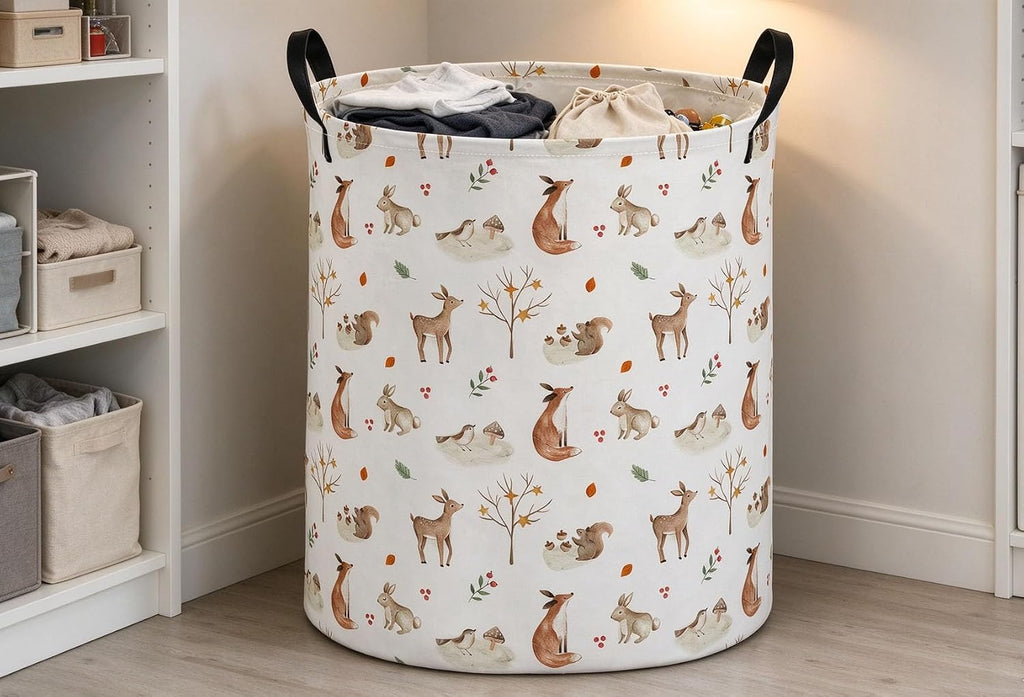 Animal Hamper for Woodland Hamper Cute Storage Bin Room Decor for Home(Autumn animals)