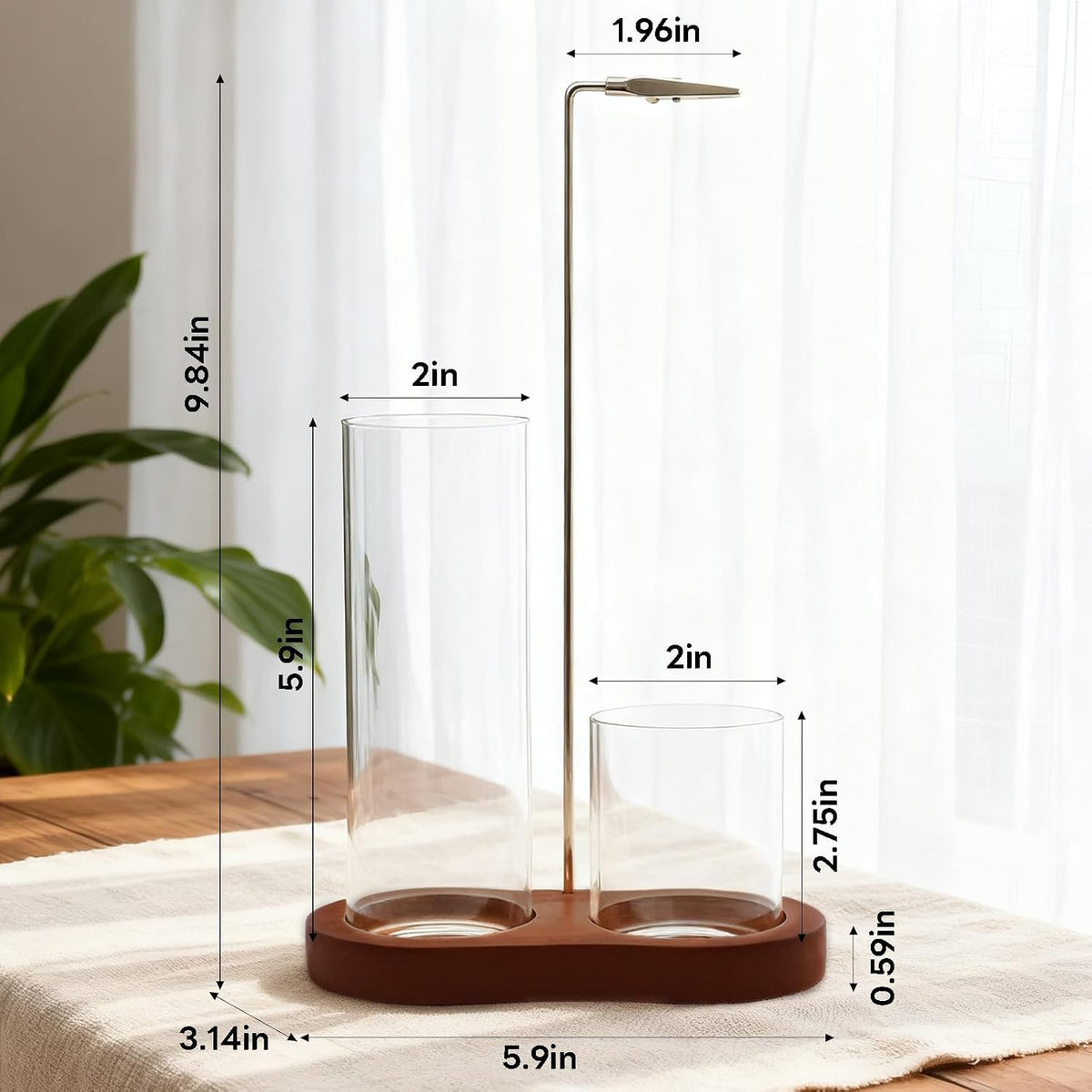 Incense Holder, 2 in 1 Incense Sticks Burner with Glass Ash Catcher & Stick Storage, Meditation Yoga Spa Gifts for Women, House Warming Gifts New Home Wooden Aesthetic Room Decor, Rustic Brown