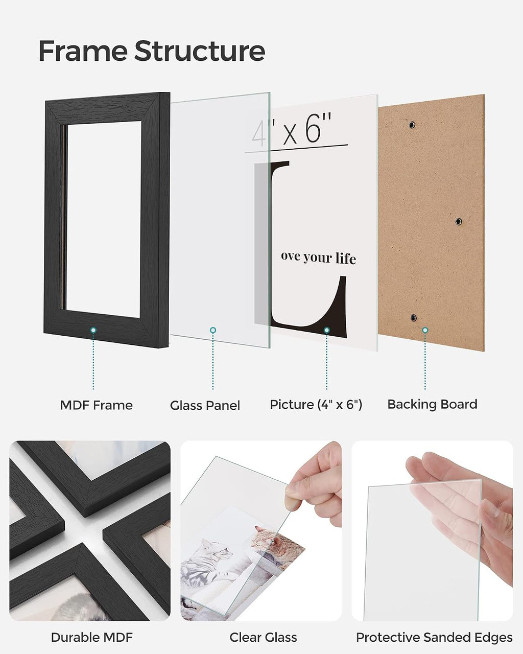 SONGMICS 12-Pack 4 x 6 Collage Picture Frames with Glass Front