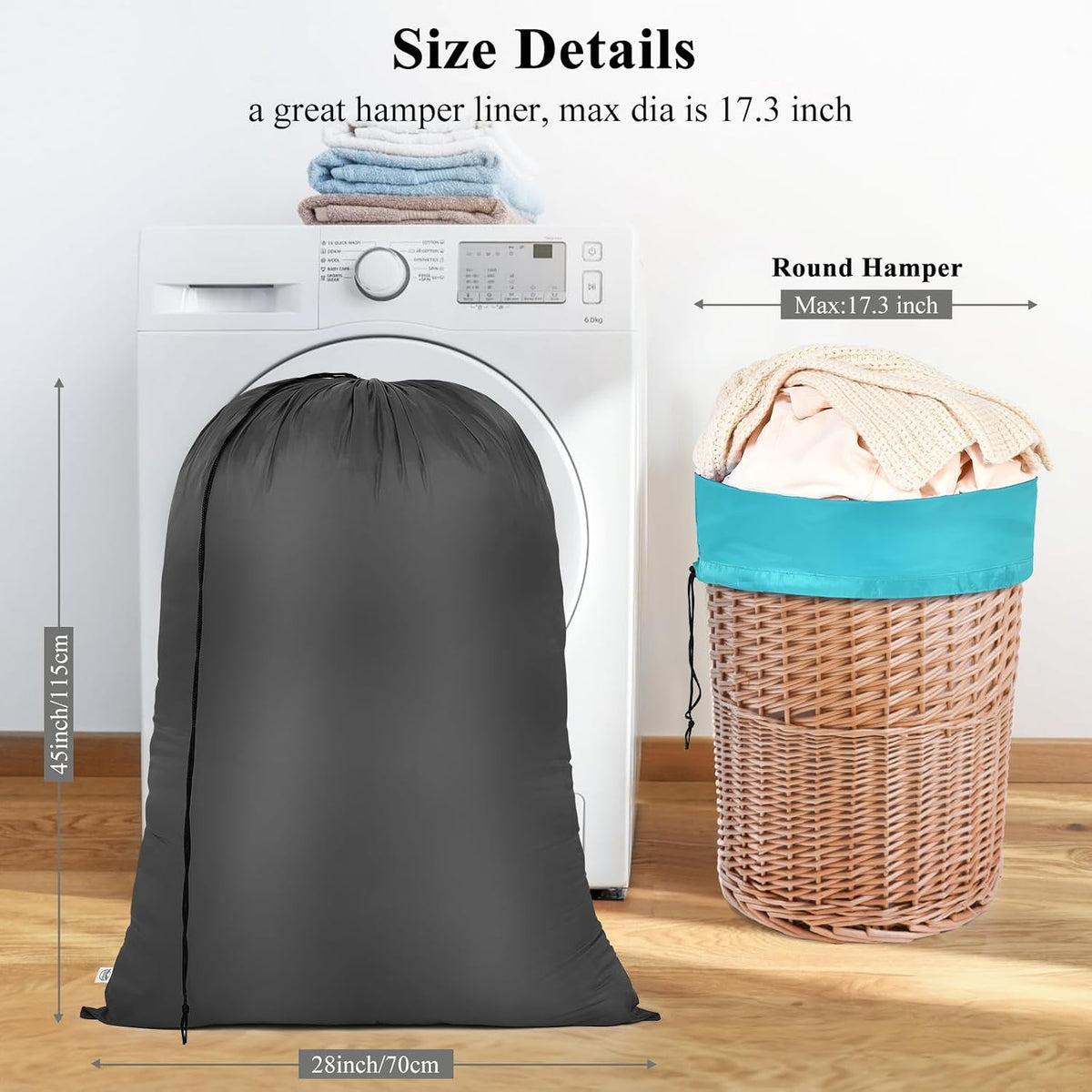OTraki 28x45 inch Large Laundry Bags, Drawstring Laundry Wash Bags