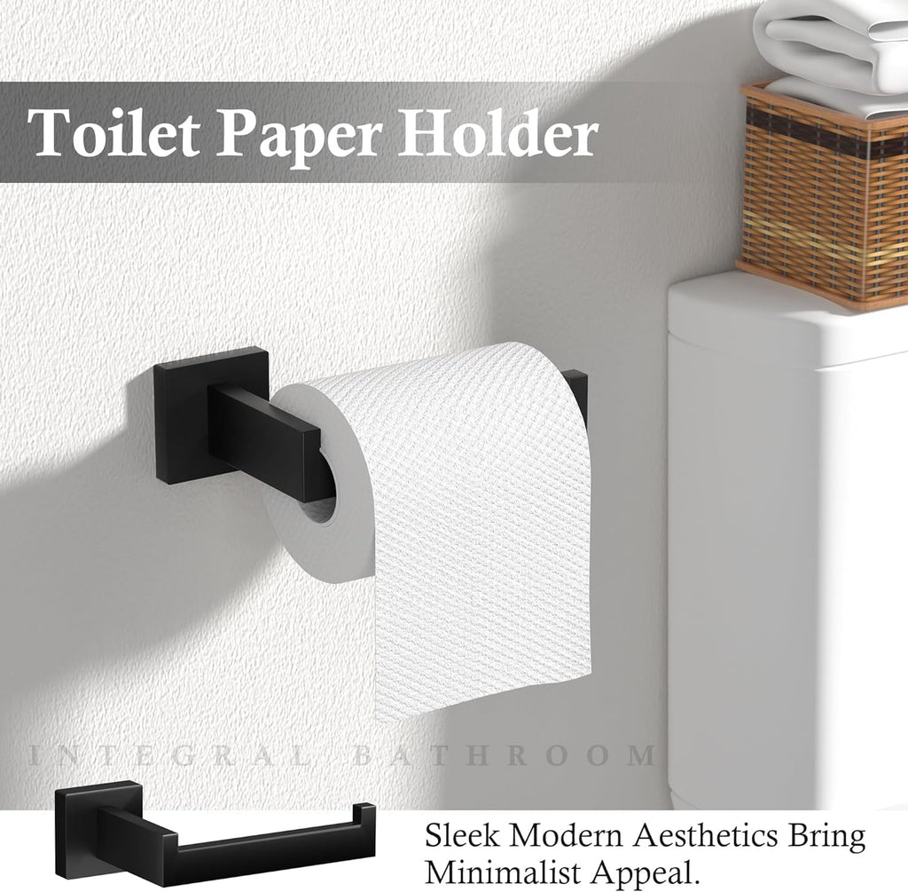 15-Piece Matte Black Bathroom Accessories Set 23.6 Inch Towel Bar Set.