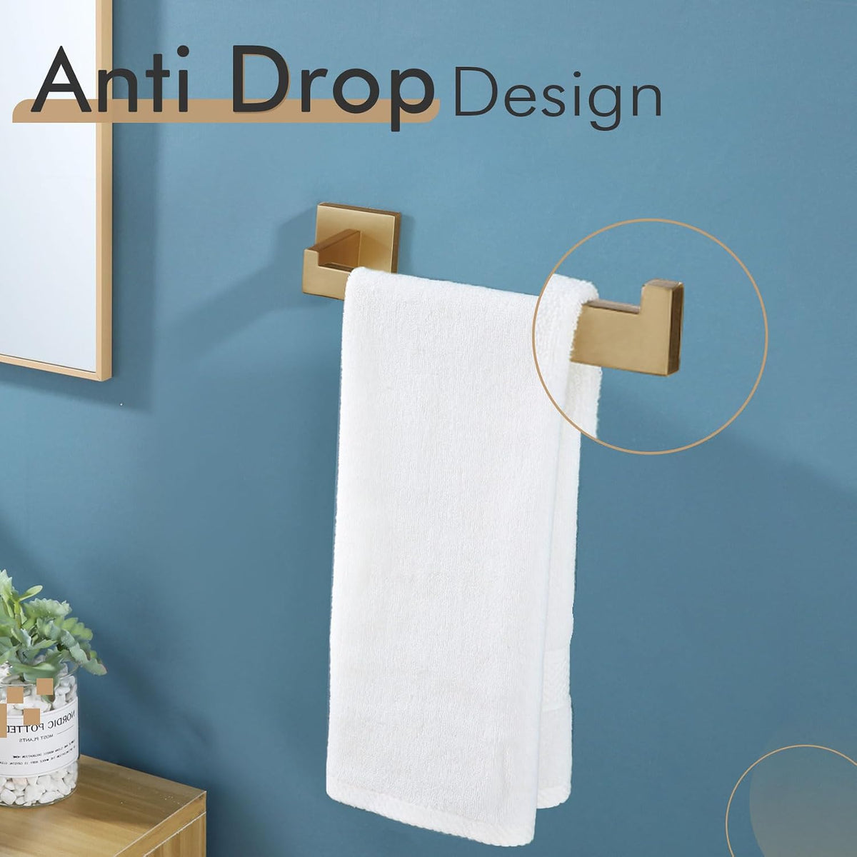 KOKOSIRI Towel Bar for Bathroom Wall Mount 9'' Hand Towel Holder T-304 Stainless Steel Bath Kitchen Accessories, Champagne Bronze B3003CPG