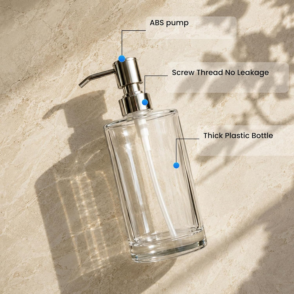 Clear Plastic Dish Soap Dispenser, 10 oz Pump Bottle for Kitchen & Bathroom