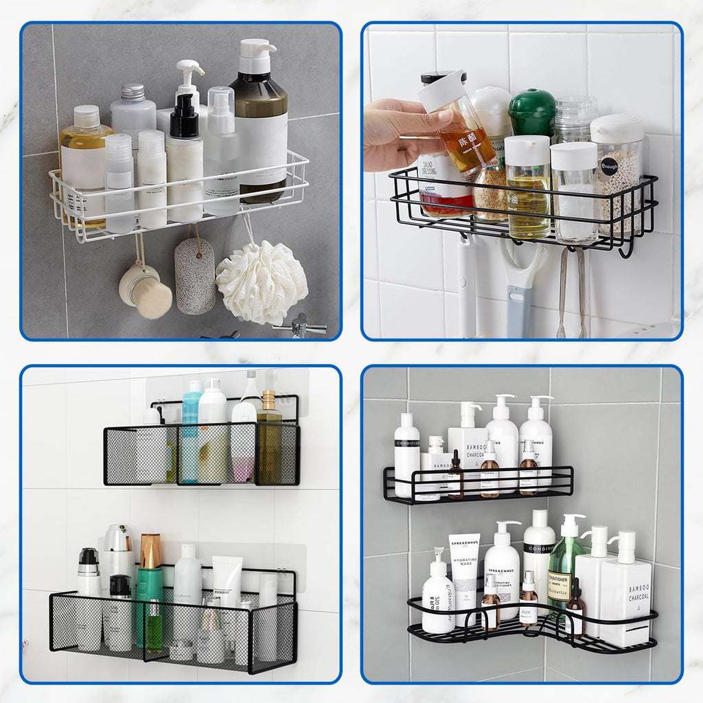 2 Pcs Shower Caddy Adhesive Replacement | Adhesive Bathroom Shower Shelves Replacement | Drill-Free Resilient Transparent
