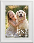 PEALSN 5x7 Picture Frame, Real Glass Front and Black Backboard, White
