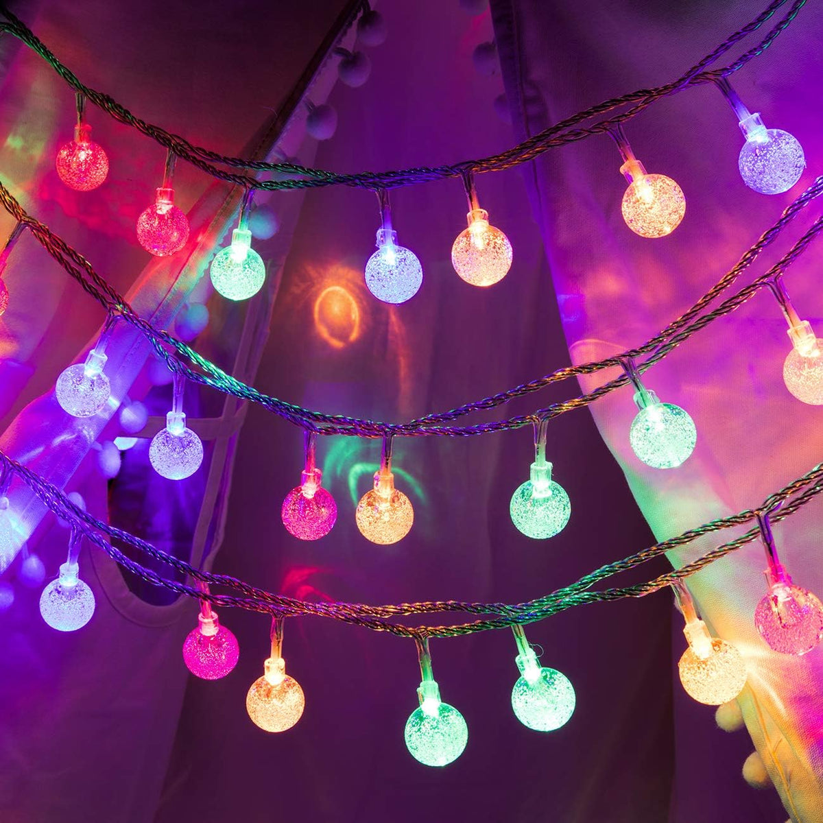 AWQ 100LED 49FT Globe Crystal Bubble Lights for Christmas Tree Multicolor