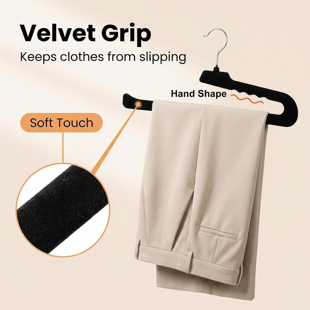 Pants Hangers, 10 Pack Non-Slip Open Ended Velvet Hangers