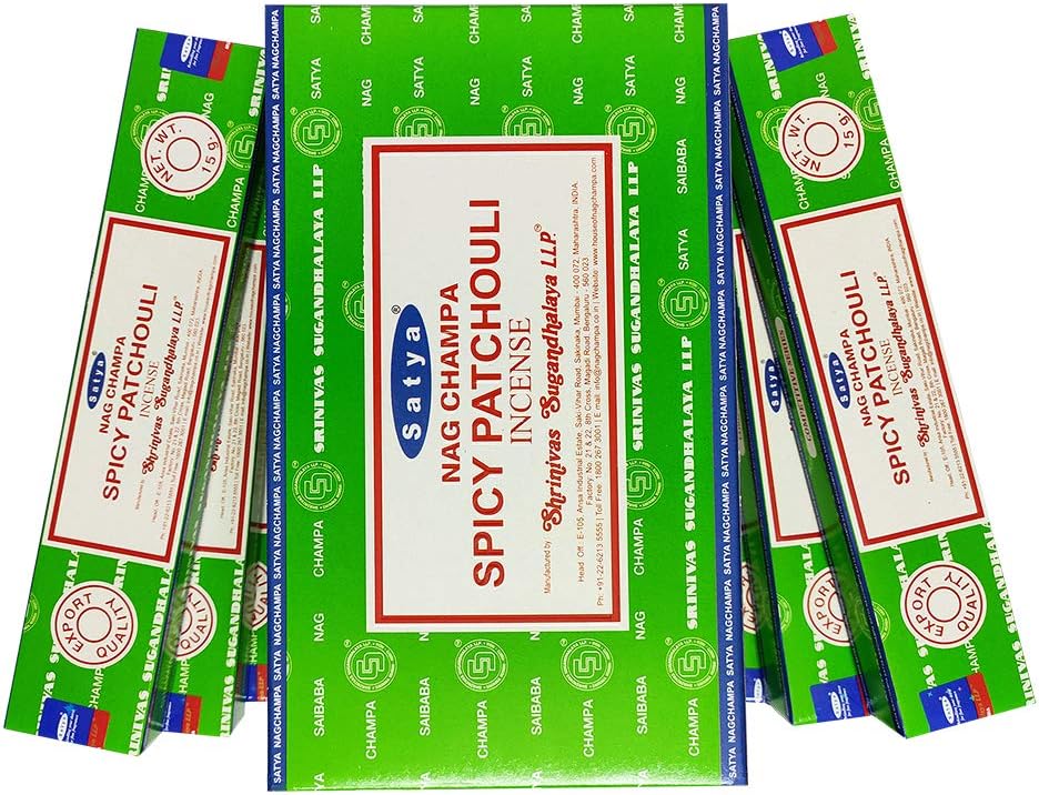 Satya Incense Sticks Economy Pack 12 Packs of 15 g Approx. 180 Sticks Spicy Patchouli
