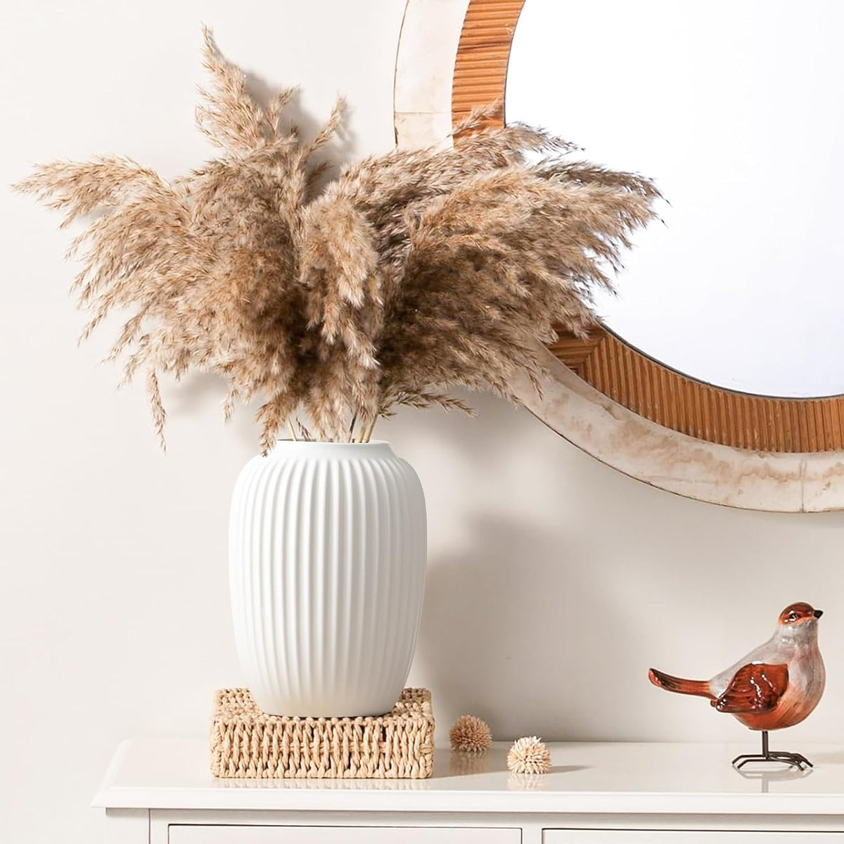White Ceramic Vase - Minimalist Nordic Boho Matte Decor for Home & Office