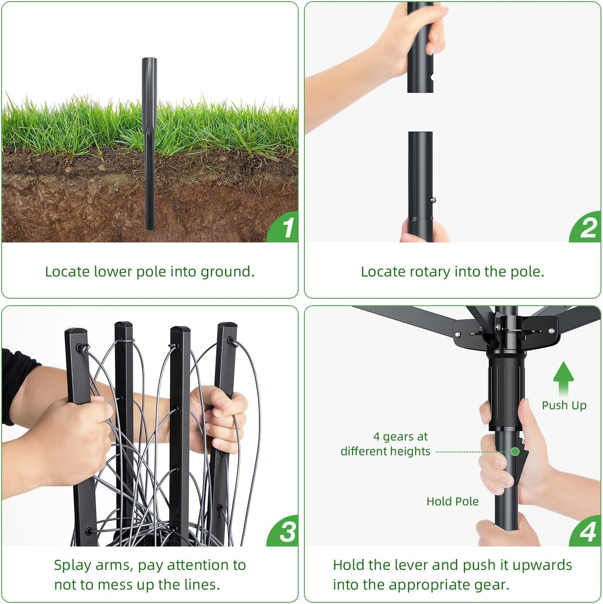 Heavy Duty Outdoor Umbrella Clothesline,12 Lines with 165 Feet Drying Space