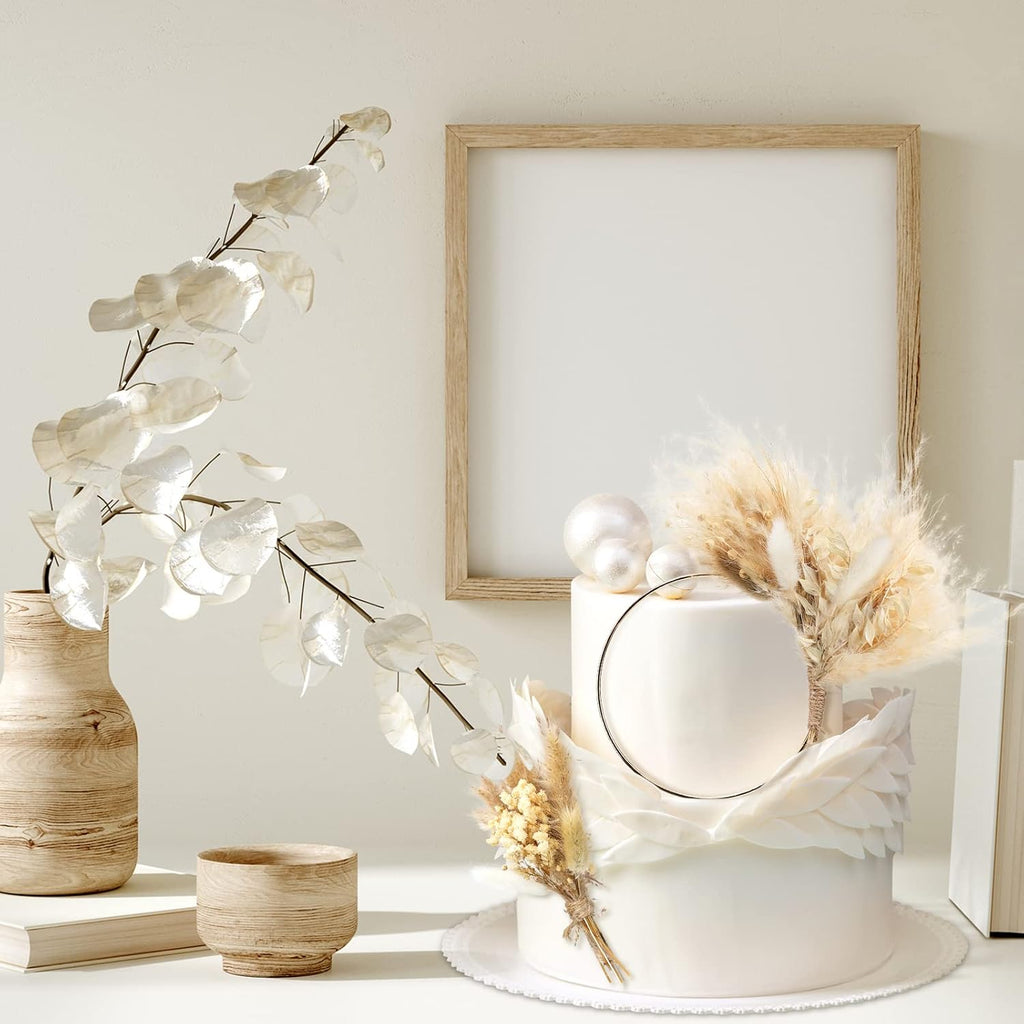 Sinmoe 2 Pcs Boho Cake Topper Decorations Hoop Wreath with Pampas Grass