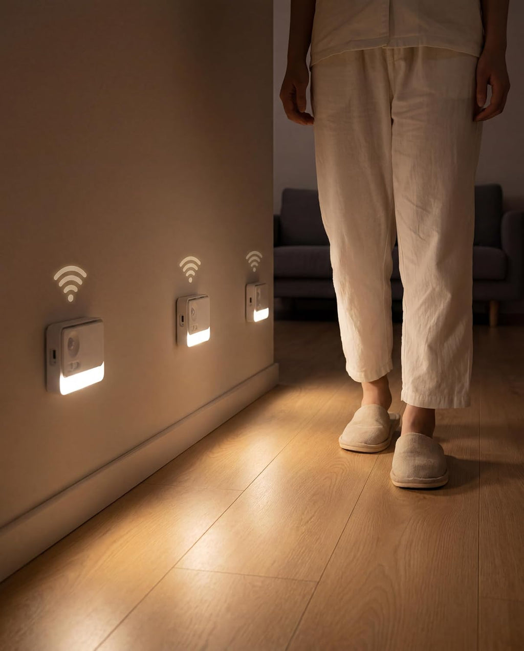 SZOKLED Sync Motion Sensor Night Light Stair Lights Indoor, 3 Pack