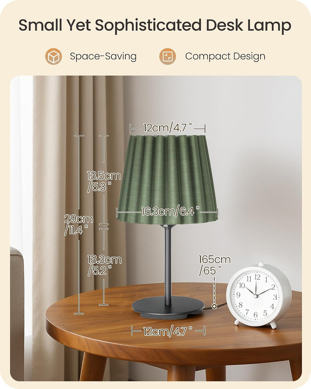 Small Bedside Table Lamps Set of 2, Dimmable Table Lamps with 3 Adjustable Color Temperatures, Nightstand Lamps with 2 Bulbs, E26 Base, for Bedroom, Study, Desk, Green and Black J15TLP205