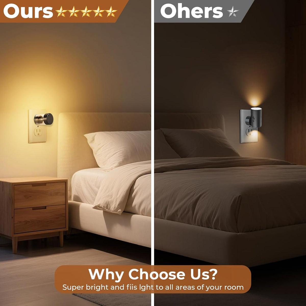 Dimmable LED Night Light Plug in Wall, Touch Control & 3-Color Temperature