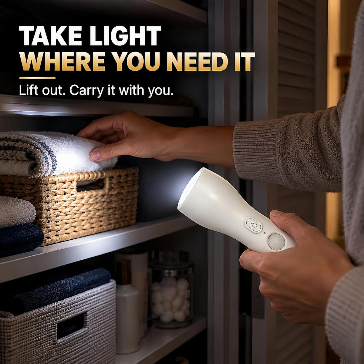 Plug In Motion Sensor Night Light, Emergency Flashlight for Power Outages