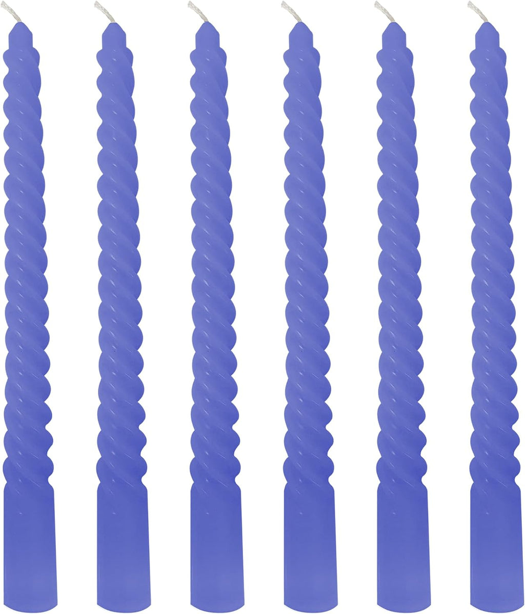 6 Pack 10 Inch Blue Taper Candles, Navy Spiral Taper Candles, Unscented Twisted Taper Candlesticks, Home Decor Kitchen Decor Wedding Decorations