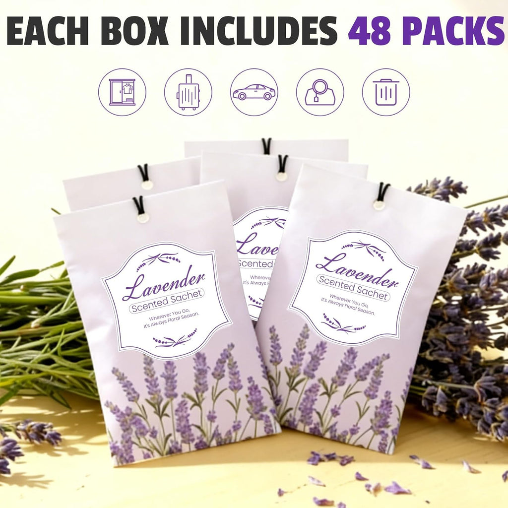 FURWEY 48 Packs Lavender Scented Sachets, Long Lasting Sachet Bag